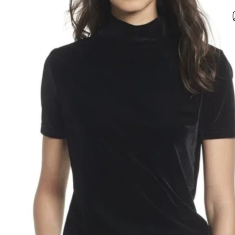 MADEWELL Velvet Mockneck Short Sleeve Top Black Size XS